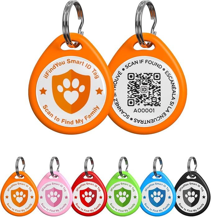 Cat Tags Personalized Small, QR Code Cat Name Tags for Kitten Collar, Scan Location Alerts, Orange S