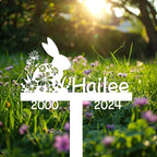 Custom Rabbit Memorial Garden Stake, Personalized Pet Plaque, Metal Engraved Sign with Stake, 8 Inches, Black