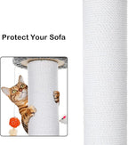 36.5 Inch Cat Scratching Post Heavy Duty Cat Scratch Post Handmade Cotton Rope with Hanging Toys for Ultimate Cat Fun(Grey)
