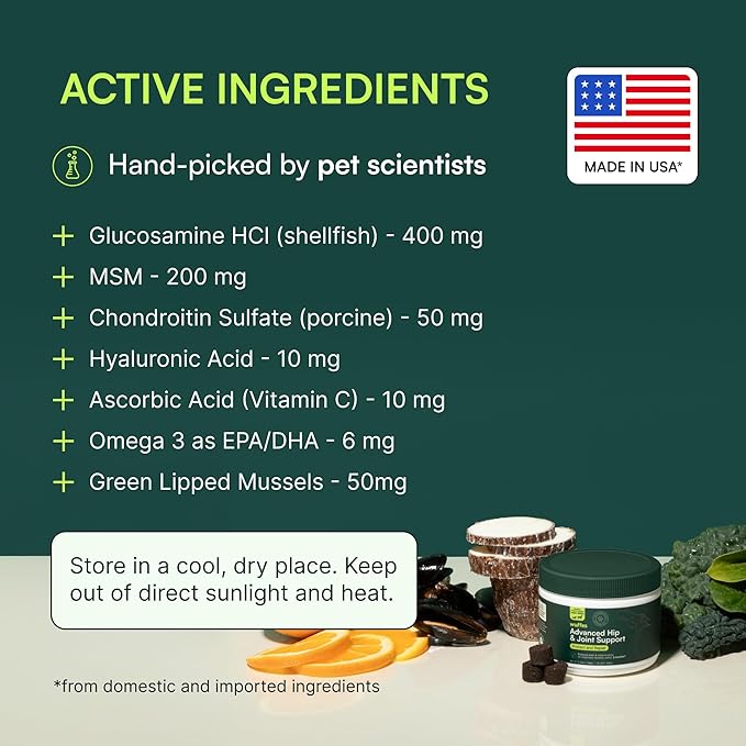 Wuffes Chewable Dog Hip & Joint Supplement - Glucosamine & Chondroitin Chews - Dog Joint Supplements & Vitamins - Extended Joint Care (Small&Medium Breeds (0-65 lbs), 180 Chews (Pack of 3))