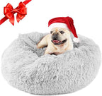 Himax Dog Beds for Small Medium Dogs, Donut Dog Bed with Blanket Attached, Calming Dogs Bed Washable (20"/26"/35") Light Grey
