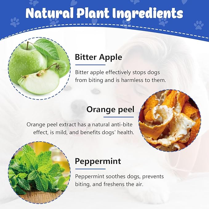 2PCS Bitter Apple Spray for Dogs to Stop Chewing, No Chew Spray for Dogs & Cats Protect Furniture Shoes Belongings, Dog Deterrent Training Aids Spray Natural No Alcohol & Trace