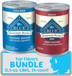 Blue Buffalo Homestyle Recipe Natural Adult Wet Dog Food Variety Pack, Chicken & Beef 12.5-oz Can (24 Count- 12 of Each Flavor)