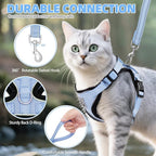 PUPTECK Cat Harness and Leash Set Escape Proof Reflective Cat Walking Harness Adjustable Soft Breathable Mesh Vest for Small Pets, Sky Blue, S