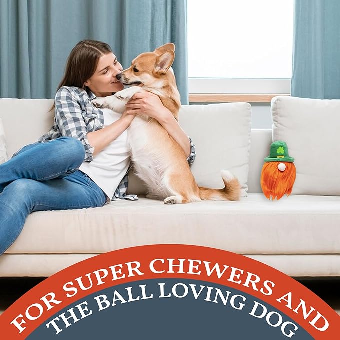 Flourish Pets 2 in 1 Multi-Layer Chew Toy for Active Dogs | Non-Toxic BPA Free Double Stitched Soft Fabric Exterior Dog Toys | Long-Lasting Dog Plush Toys – Leprechaun 3.5"