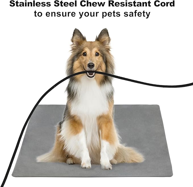 Cat Heating Pad with Timer, Pet Heating Pad 6 Adjustable Temperature Waterproof Dog Heated Pet Mat Indoor Electric Heated Cat Bed Washable Heated Pet Pad for Pets Cats Dogs with Chew Resistant Cord