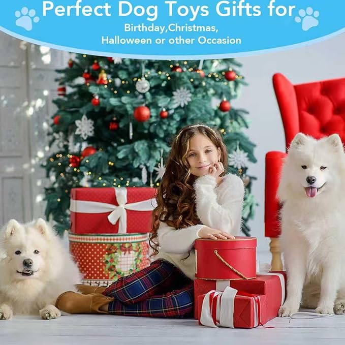 Bzonsmart Squeaky Dog Toys.Tough Plush Chew Toys for Dogs.Interactive Dog Toys to Keep Puppies Medium Large Breed Dogs Busy ..Durable Anti-Boredom Dog Toys for Teething & Playtime.