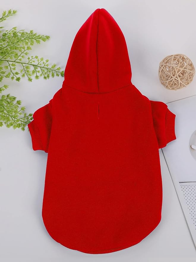 QWINEE Basic Dog Hoodie Sweatshirt Puppy Sweater Warm Cat Costumes Pet Clothes for Chihuahua Puppy Kitten Small Medium Dogs Red Large