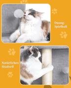 14in Cat Tree Tower with 20 * 16.5in Perch Bed and Washable Top for Large Adult Cats, Condo and Scratching Post for Indoor Kitten Pet, Light Gray