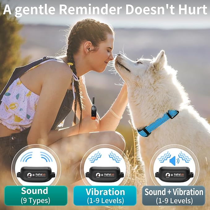 PaiPaitek No Shock Dog Training Collar with Remote 3300ft Range, Strong Vibrating Dog Collar Beep and Vibration Only, Waterproof Vibration Collar for Small Medium Large Dogs (5-120 lbs) - No Prongs