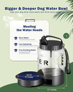 77oz Large Dog Water Bottle - Portable Travel Dog Water Dispenser & Bowl - Leak-Proof Pet Water Jug for Hiking, Camping, Walking & Car Trips, Black
