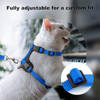 Plutus Pet Adjustable Cat Harness and Leash Set, Quick Release, Escape Proof Nylon Vest with Leather Trim for Kitten, Small Medium Large Cats, Royal Blue