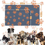 12"×20" Dog Food Mat-Absorbent Mat for Food and Water No Stains Quick Dry Cat Bowl Mat Non Skid Dog Feeding Mat with Footprints for Messy Drinkers Blue