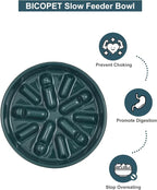 Ceramic Maze Dog Slow Feeder with Non-Slip Silicone Rim – Heavy-Duty Stoneware Bowl with Puzzle Pattern for Bloating & Obesity Prevention (Blue-M)