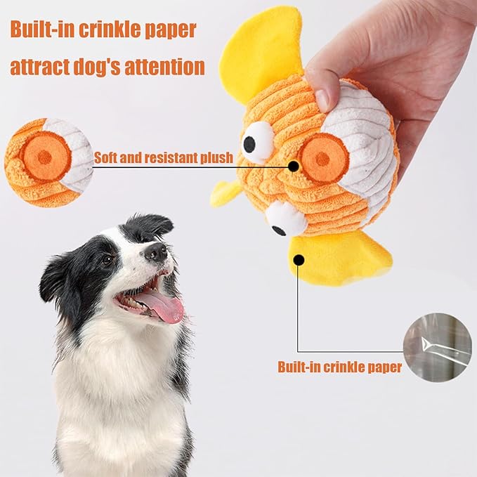 Squeak Dog Toys for Aggressive Chewers, No Stuffing Squeak Dog Chew Toys for Aggressive Chewers, Interactive Dog Toy Ball with Crinkle Paper for Medium Dogs, Large & Small Breeds (A-Red Crab)