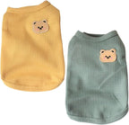 Cotton Dog Shirt Summer Lightweight Pet T-Shirts Soft Breathable Stretchy Cats Dogs Tee Shirt Sleeveless Vest Dog Apparel for Medium Small Dog Clothes 2PCS Yellow&Green