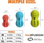 Max Fusion Made with Nike Grind, Arlee Weeble Treat Dispensing Dog Toy, Treat Dispenser, Durable Treat Toys for All Dogs, Natural Rubber Chew Toy, Large, Yellow, 1 Count