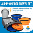 Travel Bag for Dogs and Cats - Dog Bag for Traveling Essentials & Travel Set - Pet Travel Bag with Dog Bowls and Water Bottle - Walking and Travel Accessories