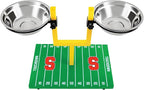 NCAA Syracuse Orange Goalpost Football Field Dog Feeder – Adjustable Elevated Dog Bowls with Stand, 2 Stainless Steel Bowls, Non-Slip Rubber Feet, Raised Pet Feeder for Large & Small Dogs