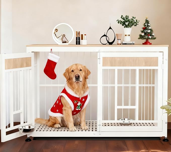 Heavy Duty Dog Crate Furniture for Large Dog, 48 Inch Decorative Pet House End Table, Extra Large Wooden Cage Kennel Furniture Indoor