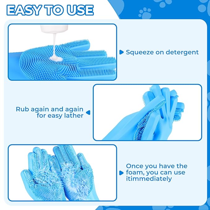 2PCS dog washing gloves and dog bath brush, 2-in-1 pet shower set | Suitable for dogs, cats, bath massage, and pet grooming