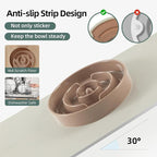 9.5inch Ceramic Raised Slow Feeder Dog Bowl Set, Elevated Bowl with Wooden Stand for Large Dog, Puzzle Slow Pet Food Dish, Preventing Choking(Brown Coffee, Single Bowl+ Stand)