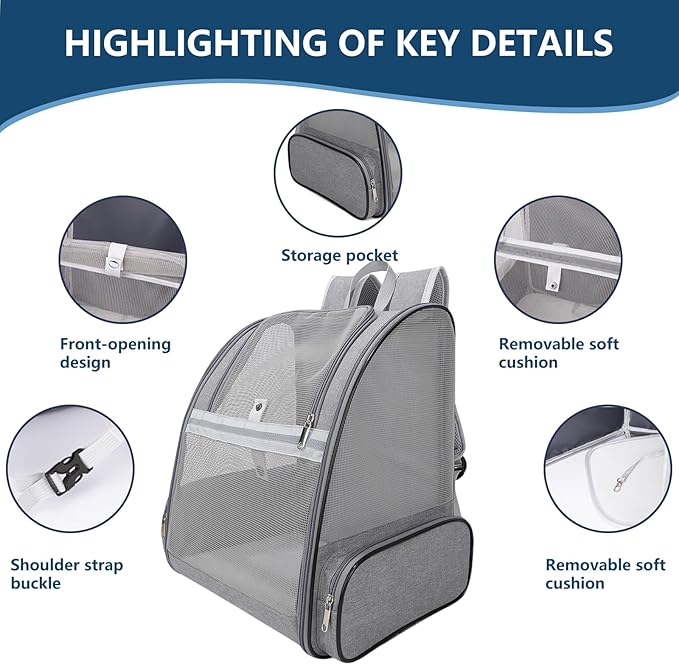 Dog Backpack Carrier,Pet Carrier for Cat/Small Dogs/Bunny,Ventilated Mesh Dog Backpack,Dog Travel Bag,Dog Bag,Small Dogs/Medium Cats Fit Up to 11lbs,Foldable Dogs Carrying Backpack