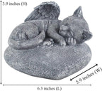 Personalized Cat Memorial Garden Statue, Angel Design, Pet Grave Marker with Engraved Name and Date
