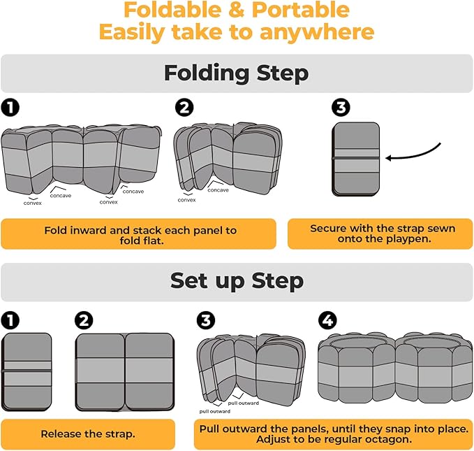 2-in-1 Pop Up Cat Playpen, Detachable into 2 Separate Pens, Assembly-Free Portable Puppy House Collapsible Dog Crates Pet Pen Tent Kennel Kitten Enclosure Cage Indoor Outdoor Foldable(M)