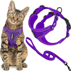 Voyager Escape-Proof Step-in Lock Cat Harness & 5ft Neoprene-Handle Leash Set All-Weather Mesh with Reflective Stitching for Small to Large Cats by Best Pet Supplies, Purple (327), S