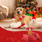 Christmas Squeaky Dog Toys, Stuffed Large Dog Toys to Keep Them Busy, Interactive Plush Chew Toys with Crinkle Paper, Tough Pet Animal Toys for Small Medium Large Dogs (Red Elk)