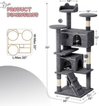 MoNiBloom 70 Inch Cat Tree Tower for Indoor Cats Large Adults, Tall Cat Tower with Scratching Post, Multi-Level Furniture Activity Center with Cat Condo Pet Play House, Smoky Grey