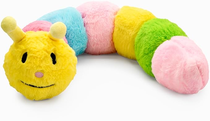 Flourish Pets 2 in 1 Multi-Layer Chew Toy for Active Dogs | Non-Toxic BPA Free Double Stitched Soft Fabric Dog Toys | Long-Lasting Dog Plush Toys - Small Caterpillar (20") and Puffer Prickles (5″)