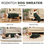 ROZKITCH Dog Winter Coat Soft Pullover Pajamas, Pet Windproof Warm Cold Weather Jacket Vest Cozy Onesie Jumpsuit Apparel Outfit Clothes for Small, Medium, Large Dogs Walking Hiking Travel Sleep Green