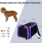 Pet Carrier for Small Medium Cats Dogs Puppies up to 15 Lbs, Airline Approved Small Dog Carrier Soft Sided, Collapsible Travel Puppy Carrier - Purple