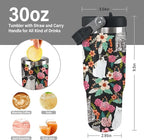 Cat Tumbler with Lid and Straw 30oz Stainless Steel Cute Water Bottle Cup Funny Gifts for Women Girls