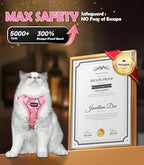 Halypet Cat Harness and Leash Set[MAX Safety 4th-Gen] Cute Escape Proof Vest Harness for Girl&Boy Cat Walking, Comfortable Adjustable Leash and Reflective Strips for Outdoor Kitten, M Pink Unicorn