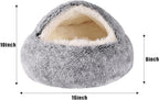Round Hooded Cat Bed & Dog Bed with Cover Cave, Dog Bed for Small Dogs, Faux Fur Cuddler Round Coved Cat Bed Self Warming Donut Dog Bed Fits up to 5 lbs Pets (Gray, 16inch x 16inch)