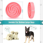Slow Feeder Maze Puzzle Bowl - Large Dog Non Slip Interactive Food Dishes - Bloat Stop, Choking Prevention - Pink