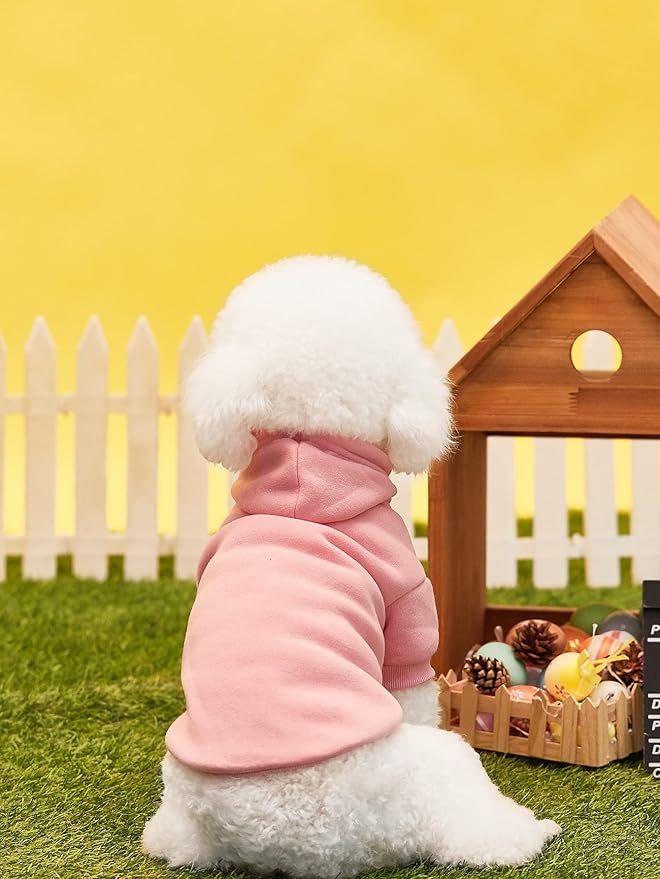 QWINEE Basic Dog Hoodie Sweatshirt Puppy Sweater Warm Cat Costumes Pet Clothes for Chihuahua Puppy Kitten Small Medium Dogs Light Pink X-Small