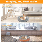 FHTONGE Heated Cat Bed Indoor with Timer and Temp Adjustment, Washable Self Warming Cat Bed Donut with Overheat Protection for Winter, Snuggle Round Cat Bed Cuddler with Electric Heating Pad