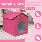 Outdoor Cat House for Shelter Feral Cat, Outside Waterproof Cat House for Outdoor/Indoor Cats, Insulated Cat Bed for All Seasons with Cozy Cushion (Rose Pink, Zip Style)