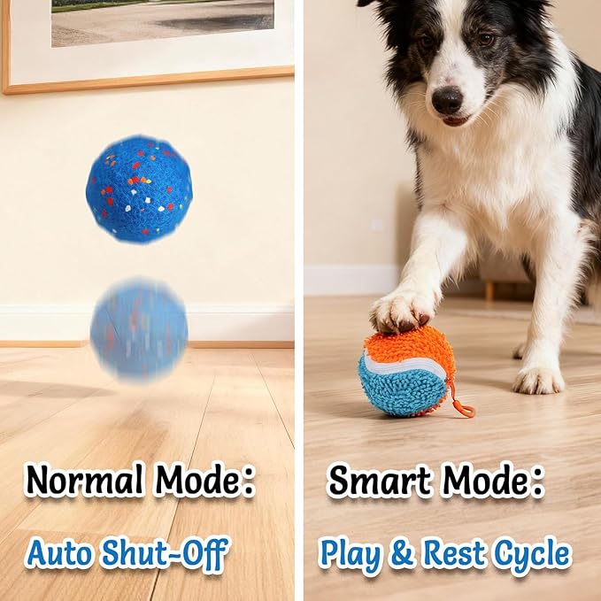 Interactive Dog Ball, Stimulating Dog Toys with 2 Outer Covers, Pet-Safe E-TPU Material, Anti Boredom Automatic Bouncing Ball, Type-C Rechargeable Smart Pet Toy for Medium and Large Dogs