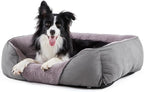 MIXJOY Dog Beds for Large Dogs, Big Dog Bed Large Size Dog Washable, Orthopedic Calming Soft Pet Beds Cuddler, Rectangle Sleeping Rabbit-Velvet Cozy Puppy Bed with Anti-Slip Bottom (35x25in, Grey)