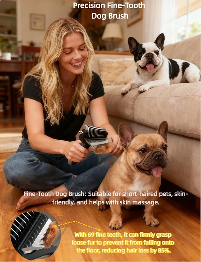 3PCS Dog Brushes for Grooming, 2-in-1 Double-Sided Detangling & Deshedding Tool That Stops Mats & Shedding on Golden Retrievers, Huskies, Samoyeds, Peacock Green