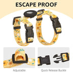 SCENEREAL Adjustable Cat Harness and Leash Set with AirTag Holder, Escape-Proof Design for Small to Large Cats, Lightweight Soft Travel Harness, Yellow Floral
