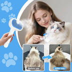 Pet Steam Brush for Dog & Cat - 3-in-1 Steam Grooming Brush for Shedding & Hair Removal - Self Cleaning Spray Comb with Mist for Long Haired Pets - Includes 1*Waterless Shampoo, Blue