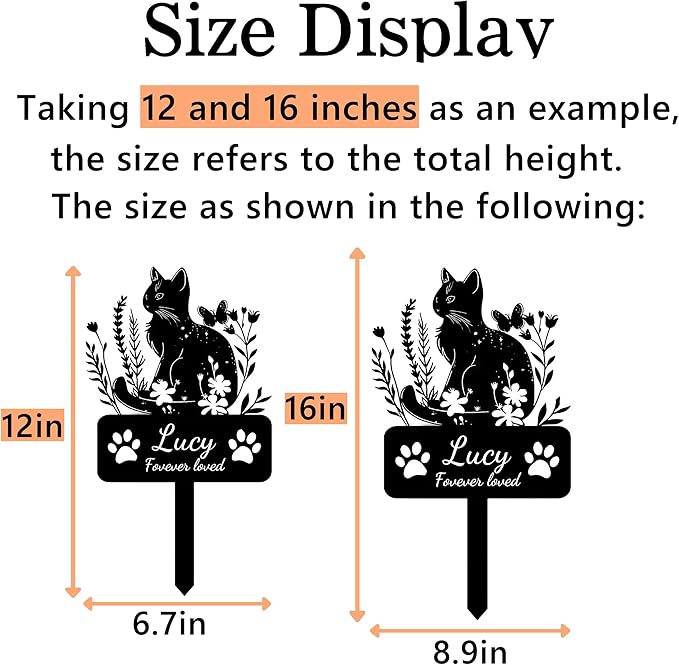 Custom Cat Memorial Grave Marker Stake Personalized Cat Memorial Garden Stake Pet Loss Sympathy Gift Outdoor Memorial Engraved Sign Cat Headstones Metal Sign Pet Plaque Yard Stake