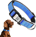 Personalized Dog Collar with QR Code tag for pet ID, Reflective Safety Collar, Suitable for Small, Medium, and Large Dogs (Blue, Medium)