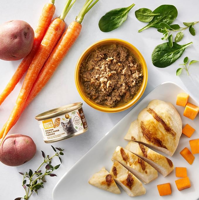 YOUR PET'S KITCHEN Canned Wet Cat Food, Chicken Stew & Herb Flavors - 3 oz Cans (Pack of 24), Made in The USA with Real Chicken